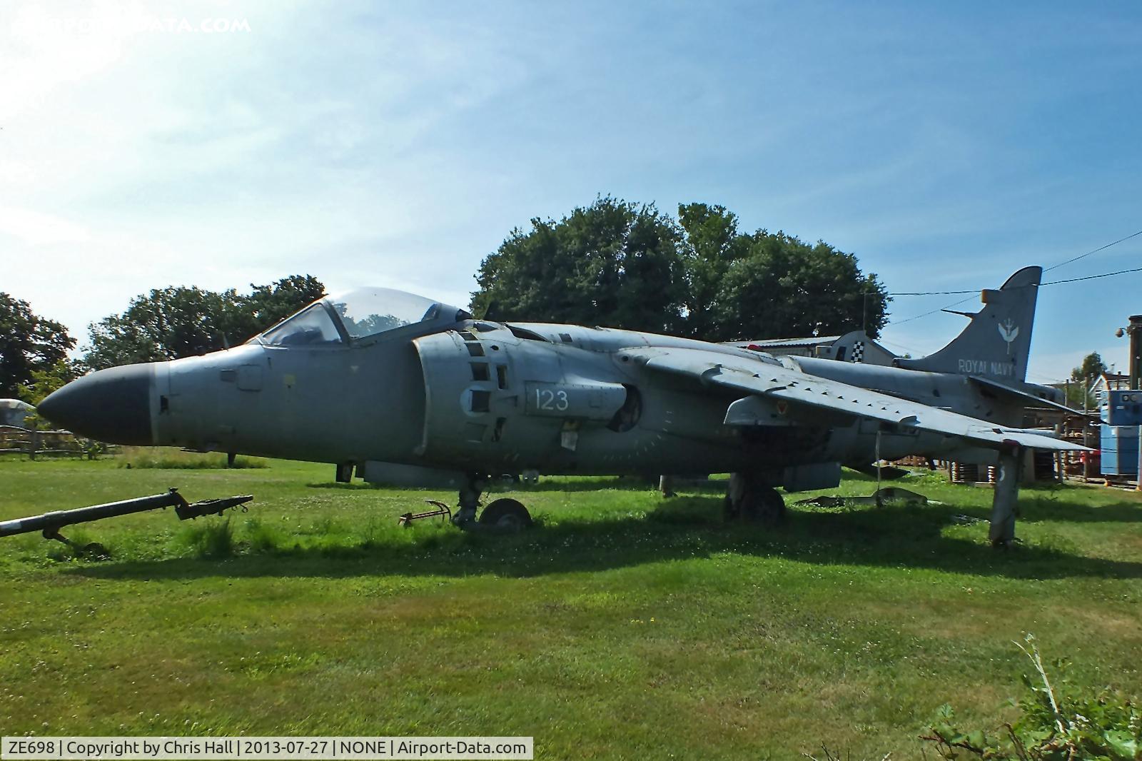 ZE698, 1988 British Aerospace Sea Harrier F/A2 C/N B57/P29, stored in the Aerospace Logistics yard, Charlwood, Surrey