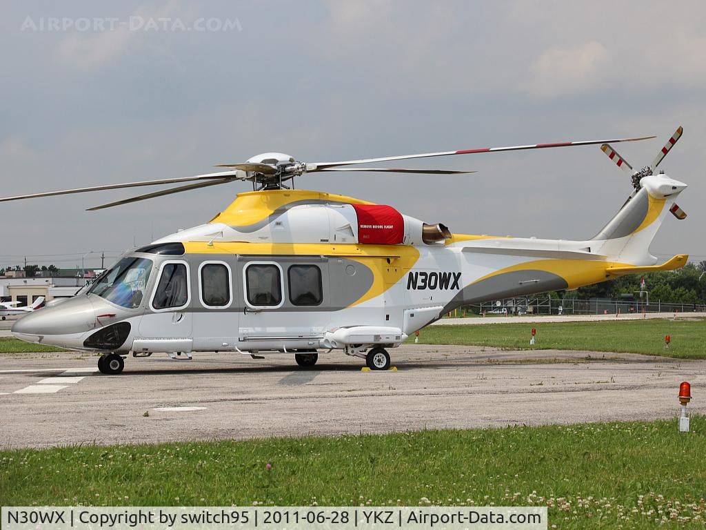 N30WX, AgustaWestland AW-139 C/N 41223, This 2009 AgustaWestland AW-139 sits at Buttonville Airport north of Toronto waiting for service.