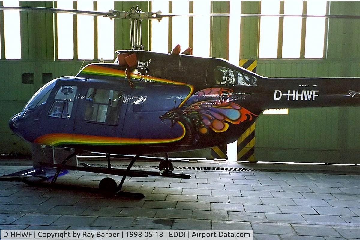 D-HHWF, Bell 206B-3 JetRanger III C/N 2530, D-HHWF   Bell 206B3 Jet Ranger III [2530] Berlin-Templehoff~D 18/05/1998. Unusual colour scheme.