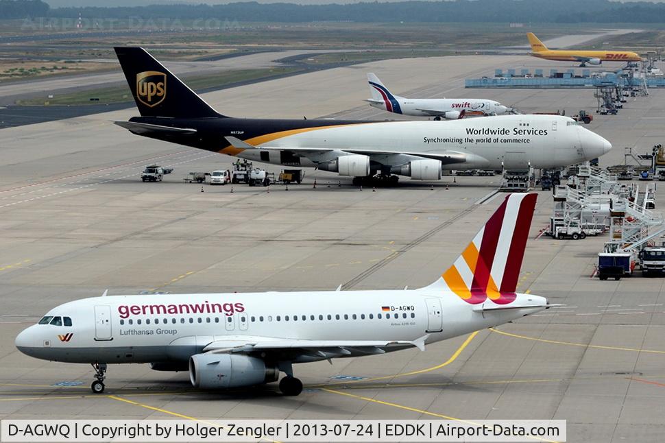 D-AGWQ, 2010 Airbus A319-132 C/N 4256, Outbound traffic with cargo background....