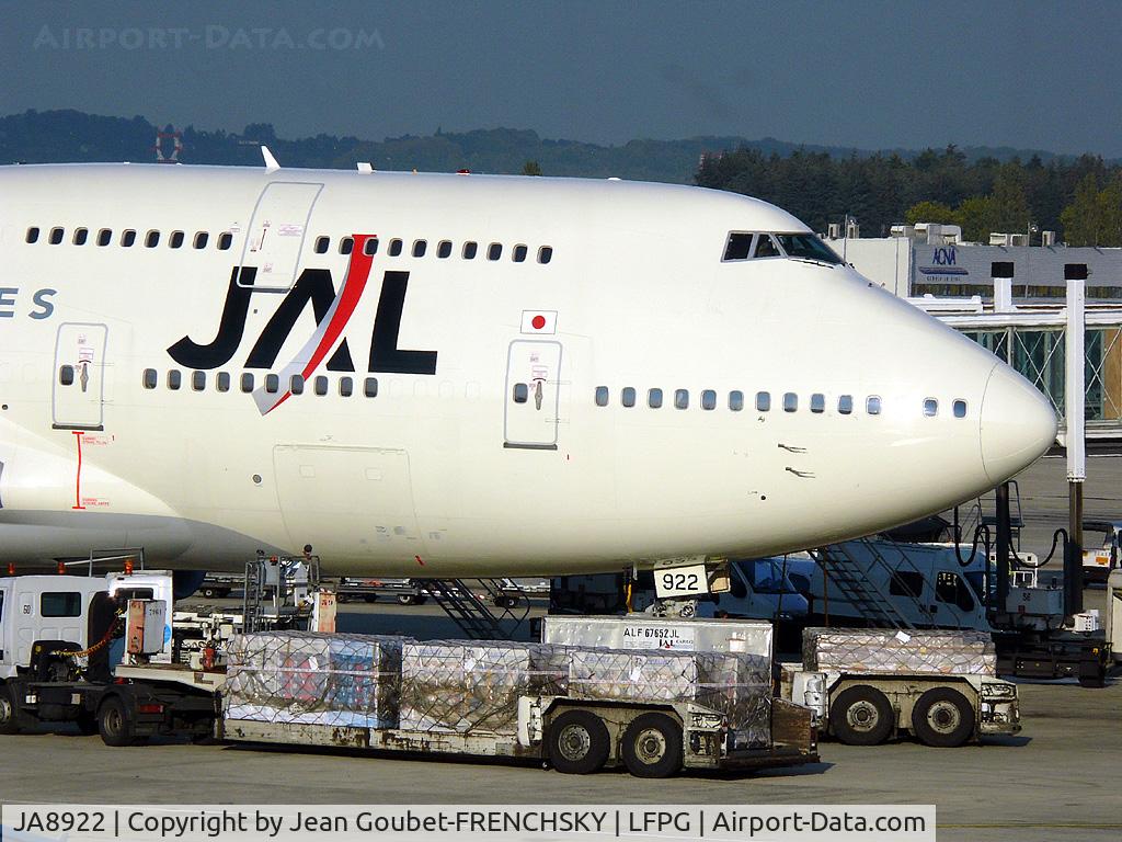 JA8922, 2001 Boeing 747-446 C/N 27646, JAL at CDG
