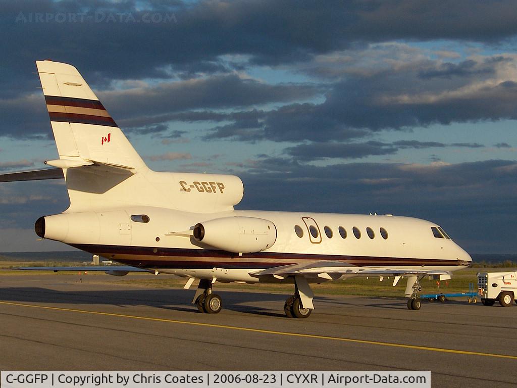 C-GGFP, 1992 Dassault Falcon 50 C/N 227, This nice bizjet looked cool as it was being pushed into its hangar for the night after landing at sunset.