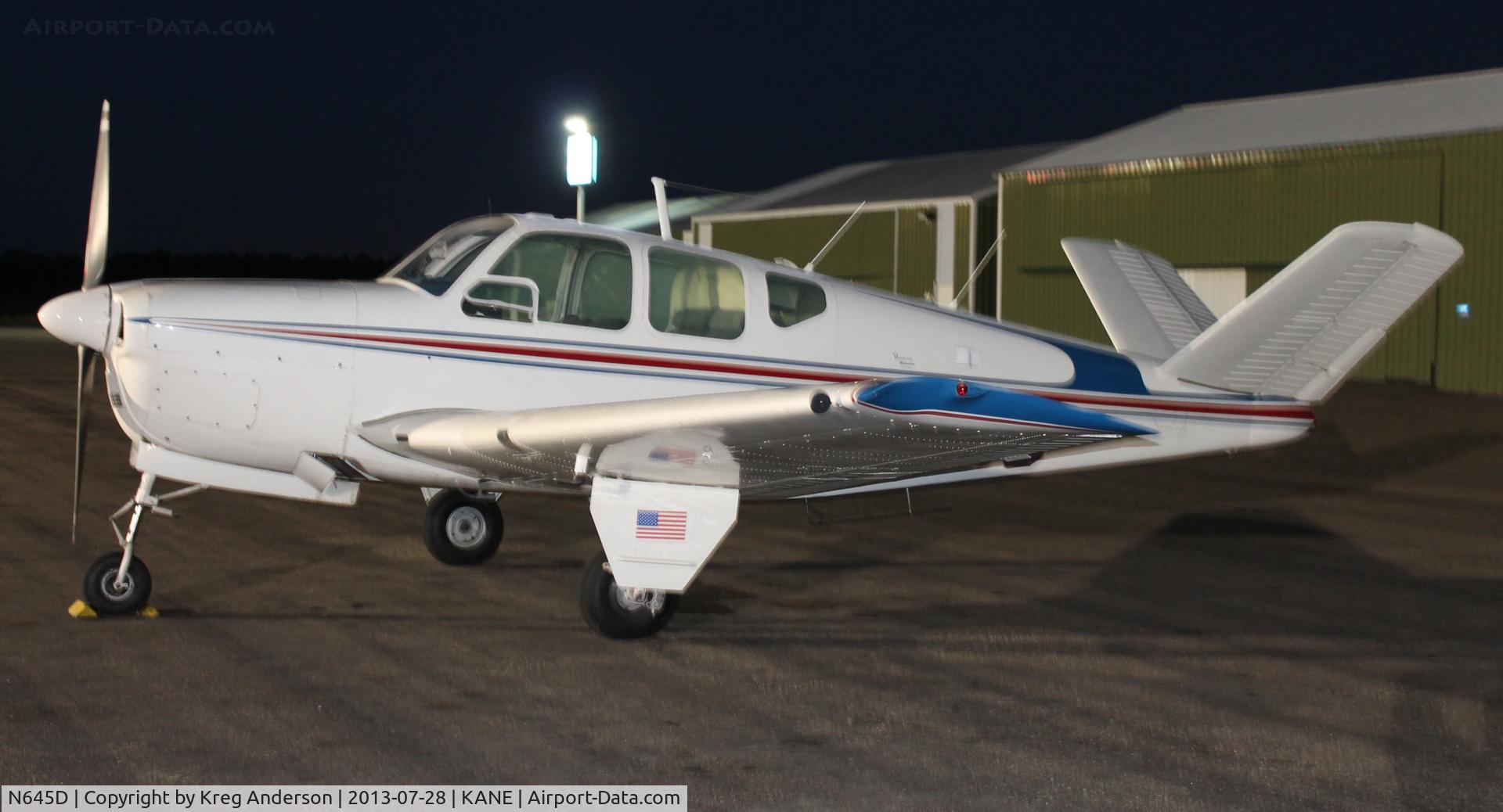 N645D, 1951 Beech C35 Bonanza C/N D-2910, Beech C35 Bonanza on the ramp at Cirrus Flight Ops.