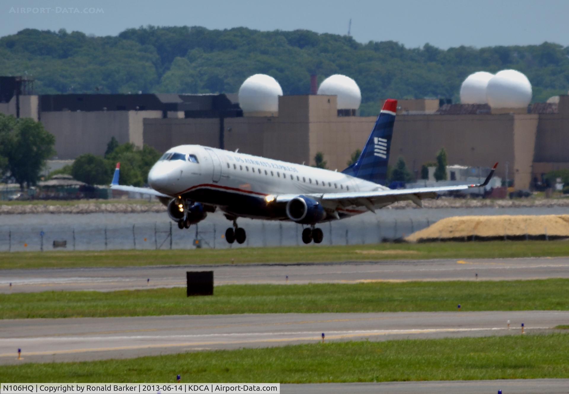 N106HQ, 2007 Embraer 175LR (ERJ-170-200LR) C/N 17000164, Approach to DCA