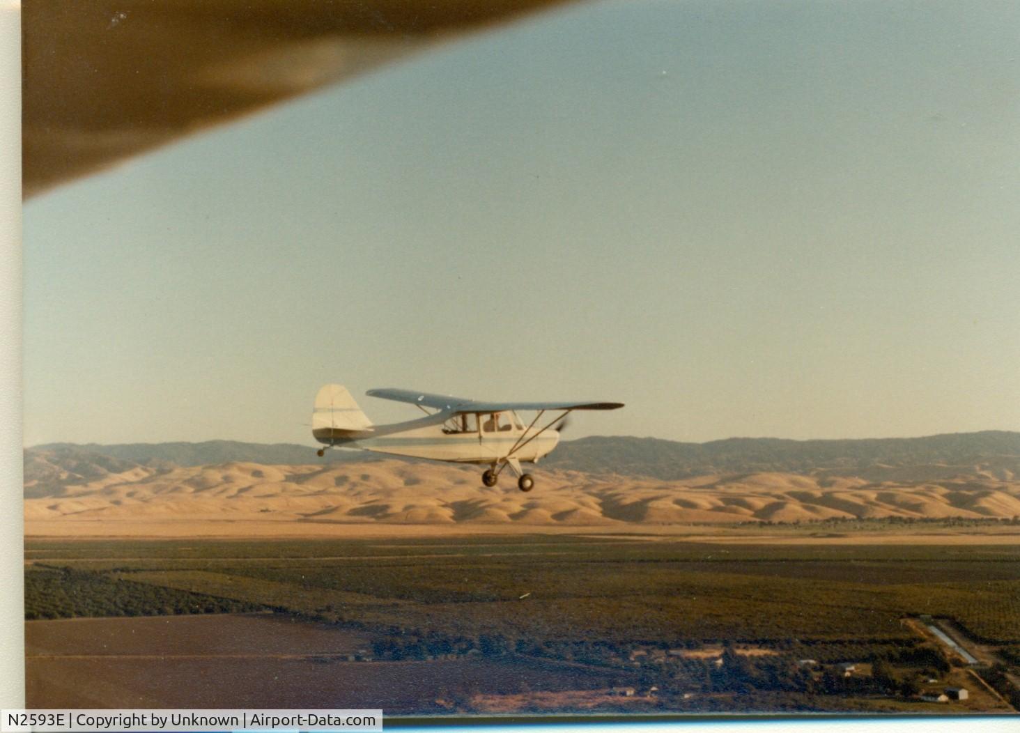 N2593E, 1946 Aeronca 7AC Champion C/N 7AC-6175, Pic taken in the Tracy valley around 5-4-1983