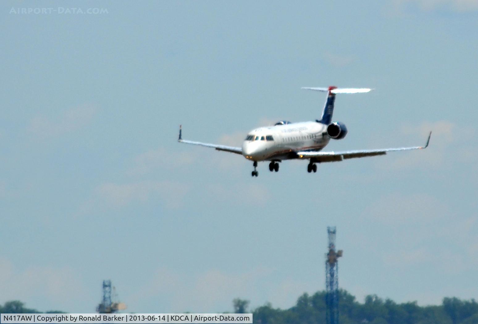 N417AW, 2002 Bombardier CRJ-200LR (CL-600-2B19) C/N 7610, Approach DCA