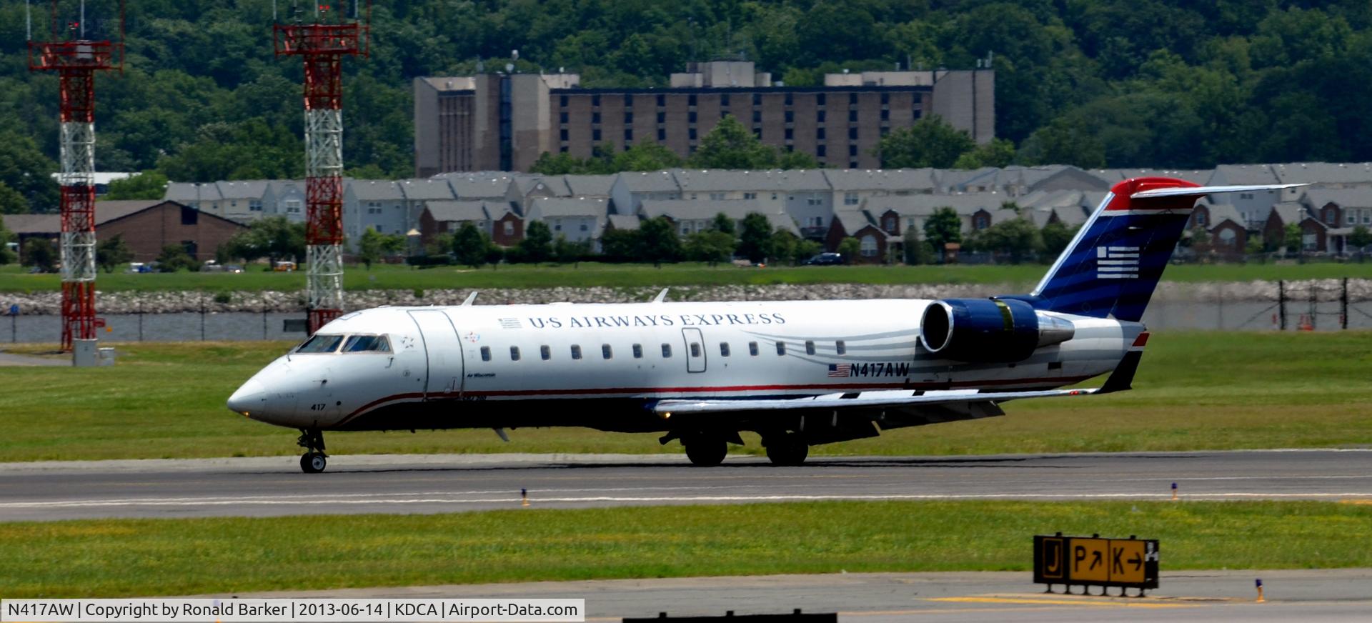 N417AW, 2002 Bombardier CRJ-200LR (CL-600-2B19) C/N 7610, Landing DCA
