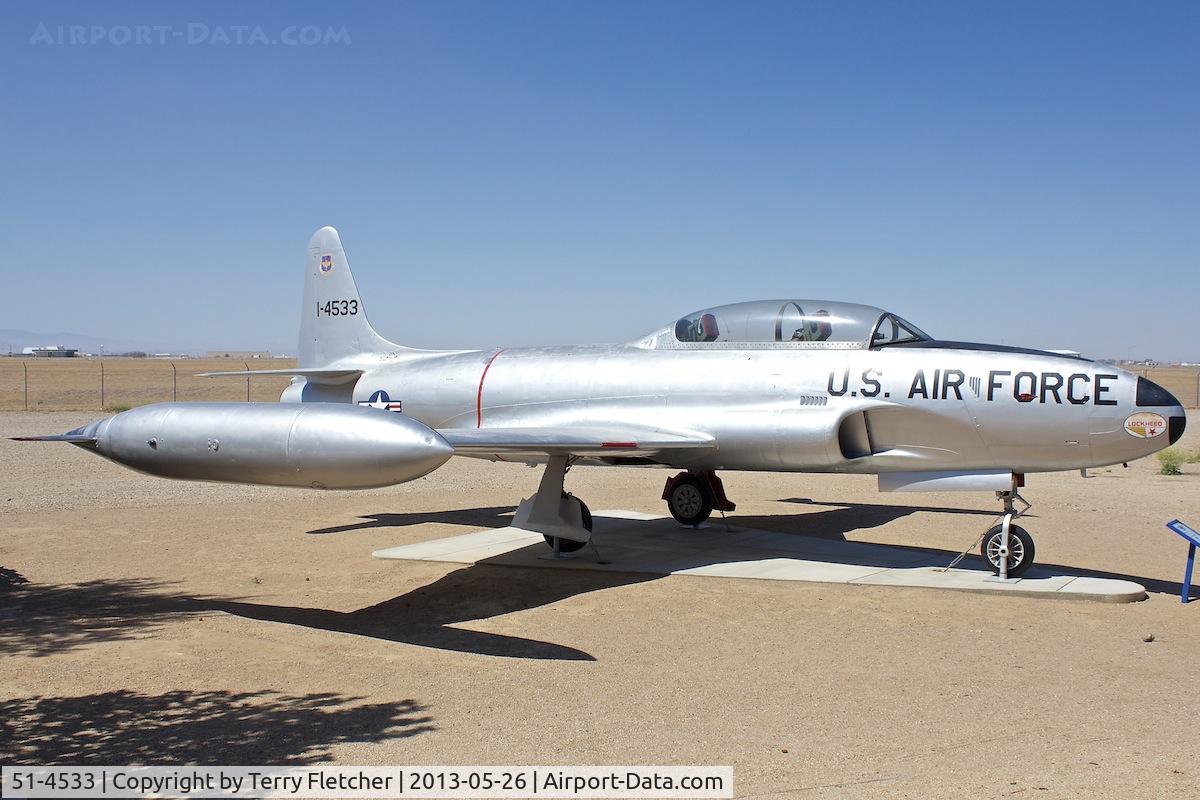 51-4533, 1951 Lockheed T-33A Shooting Star C/N 580-5828, Exhibited at the Joe Davies Heritage Airpark at Palmdale Plant 42, Palmdale, California