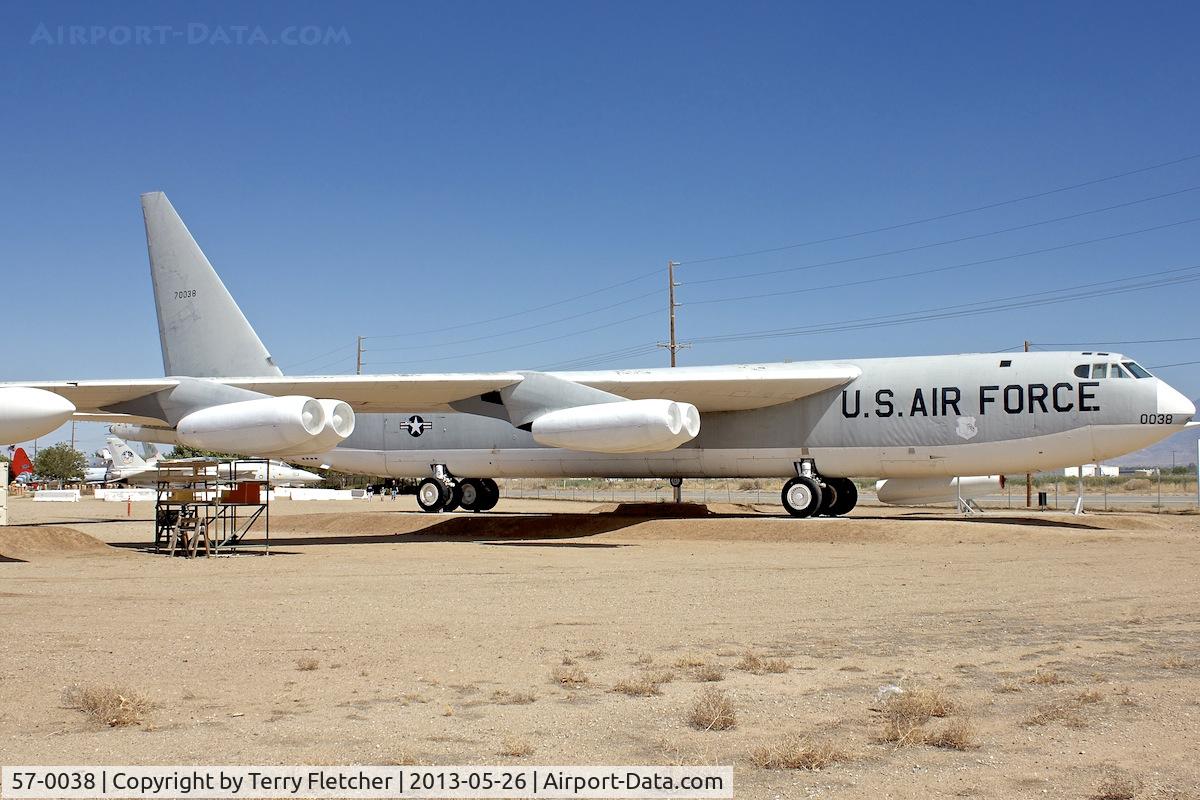 57-0038, 1958 Boeing B-52F-105-BO Stratofortress C/N 17432, Exhibited at the Joe Davies Heritage Airpark at Palmdale Plant 42, Palmdale, California