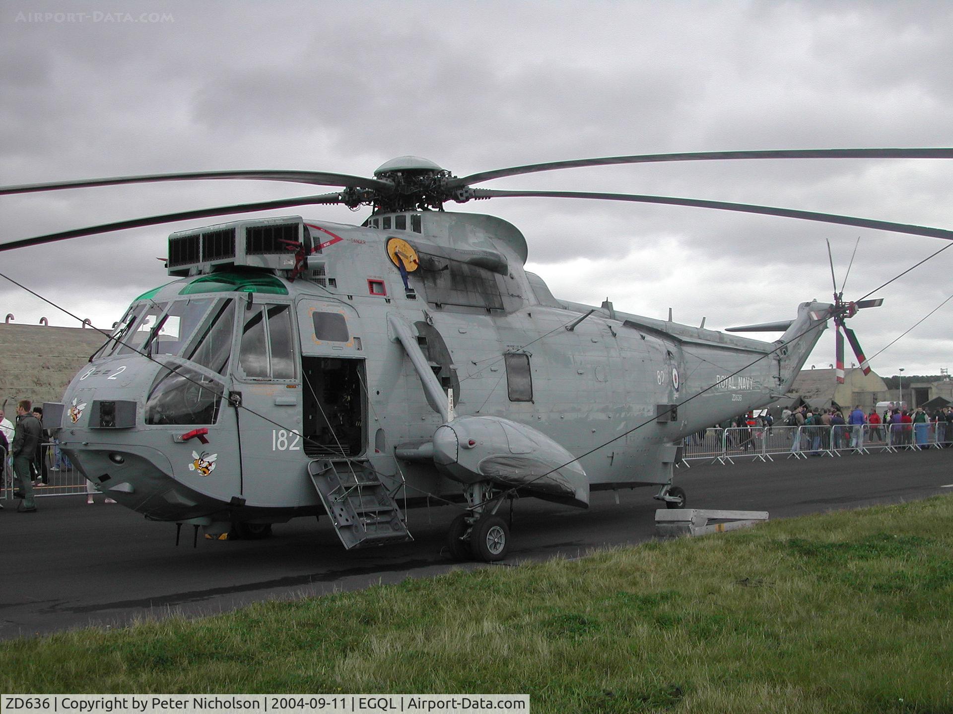 ZD636, 1985 Westland Sea King ASaC.7 C/N WA945, Sea King ASaC.7, callsign Beesting 01, of 849 Squadron on display at the 2004 RAF Leuchars Airshow.