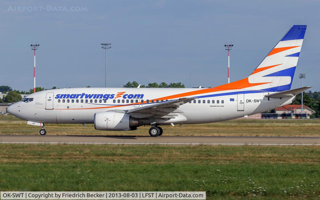 OK-SWT, 2003 Boeing 737-7Q8 C/N 29346, departure from Straßbourg