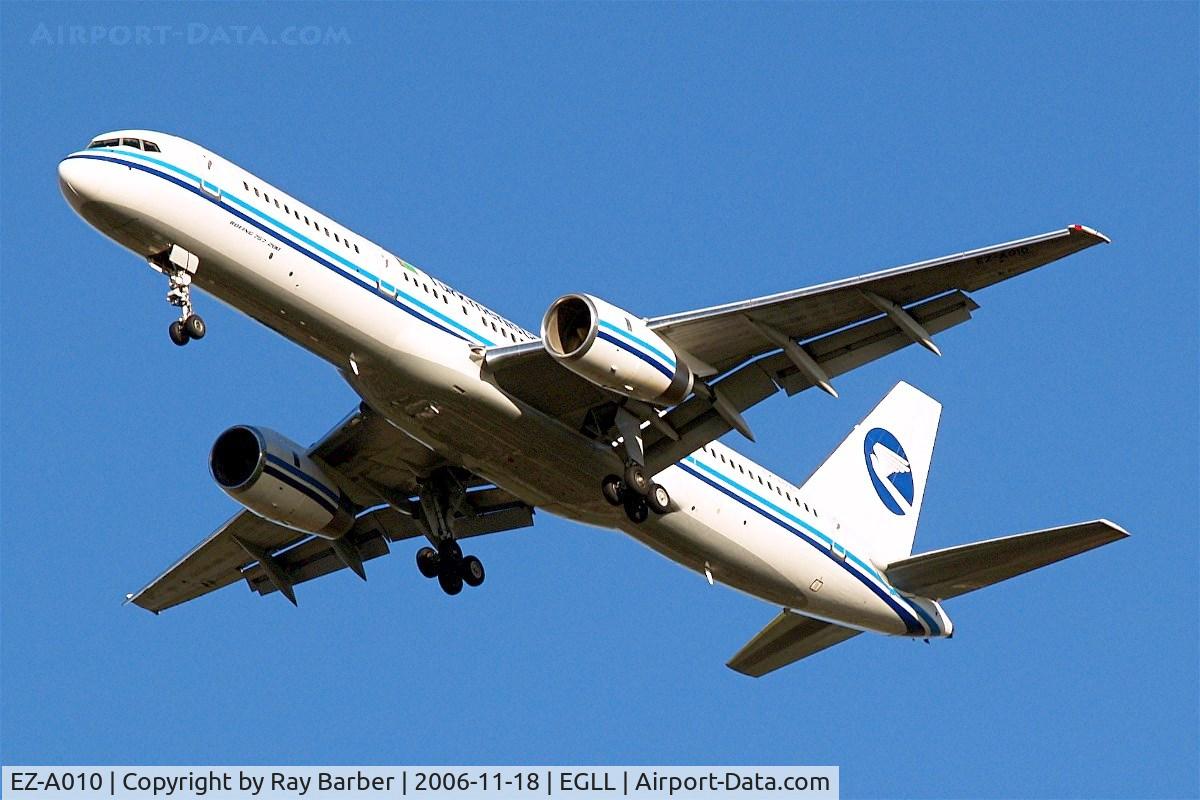 EZ-A010, 1991 Boeing 757-23A C/N 25345, Boeing 757-23A [25345] (Turkmenistan Airlines) Home~G 18/11/2006. On approach 27R.
