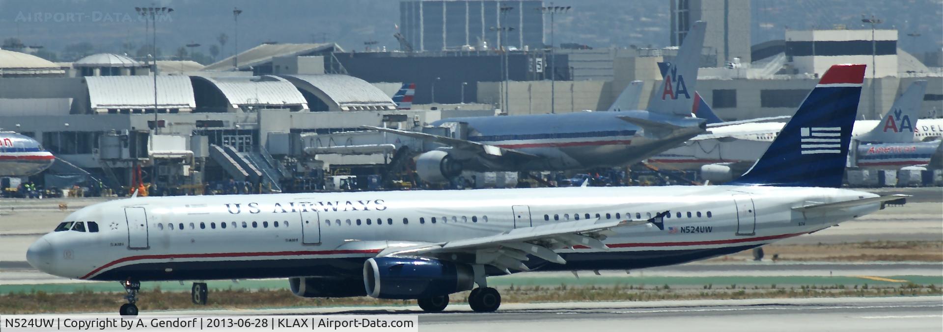 N524UW, 2009 Airbus A321-231 C/N 3977, US Airways, here shortly after landing at Los Angeles Int´l(KLAX)