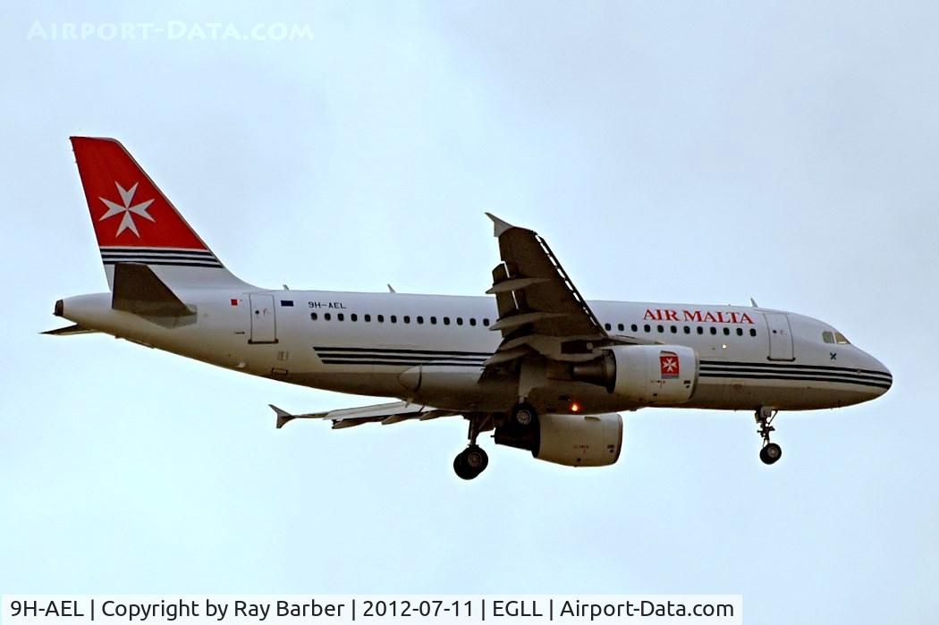 9H-AEL, 2004 Airbus A319-111 C/N 2332, 9H-AEL   Airbbus A319-111 [2332] (Air Malta) Home~G 11/07/2012. On approach 27L former clour scheme.