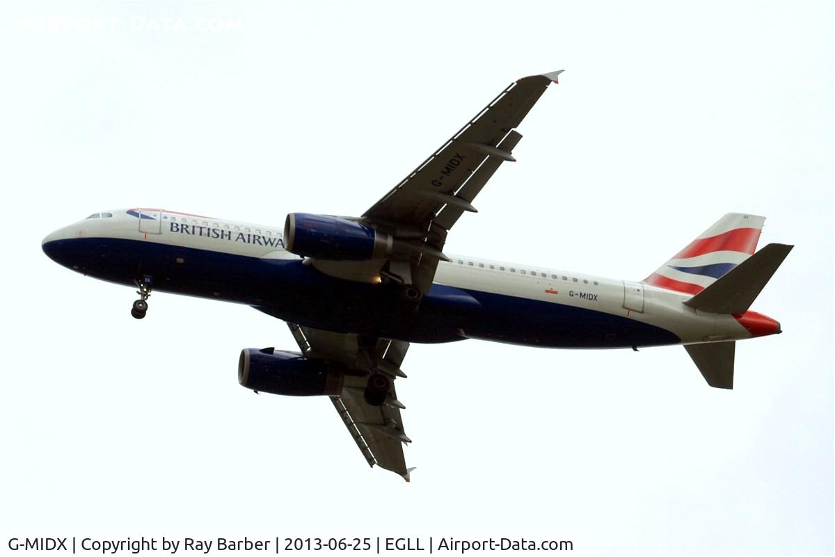 G-MIDX, 2000 Airbus A320-232 C/N 1177, Airbus A320-232 [1177] (British Airways) Home~G 25/06/2013. On approach 27R.