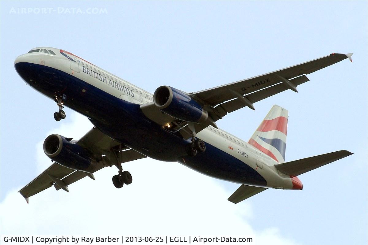 G-MIDX, 2000 Airbus A320-232 C/N 1177, Airbus A320-232 [1177] (British Airways) Home~G 25/06/2013. On approach 27R.
