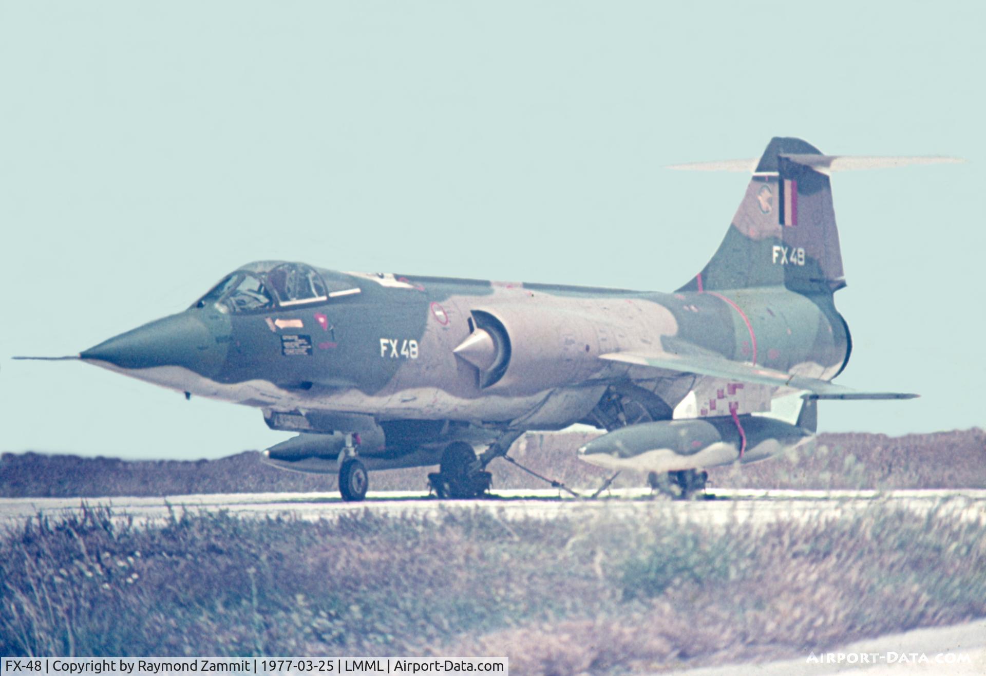 FX-48, Lockheed F-104G Starfighter C/N 683-9091, Lockheed Starfighter FX-48 of the Belgian Air Force visited Malta back in 1977 when Malta still served as a Nato base. Good times of course. Those were the days!!