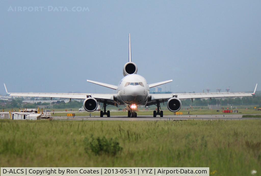 D-ALCS, 1994 McDonnell Douglas MD-11F C/N 48630, Lufthsansa Cargo MD 11F approaching runway 23 at YYZ Toronto Int'l Airport