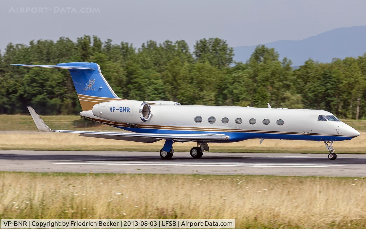VP-BNR, 2004 Gulfstream Aerospace GV-SP (G550) C/N 5033, departure from Basel