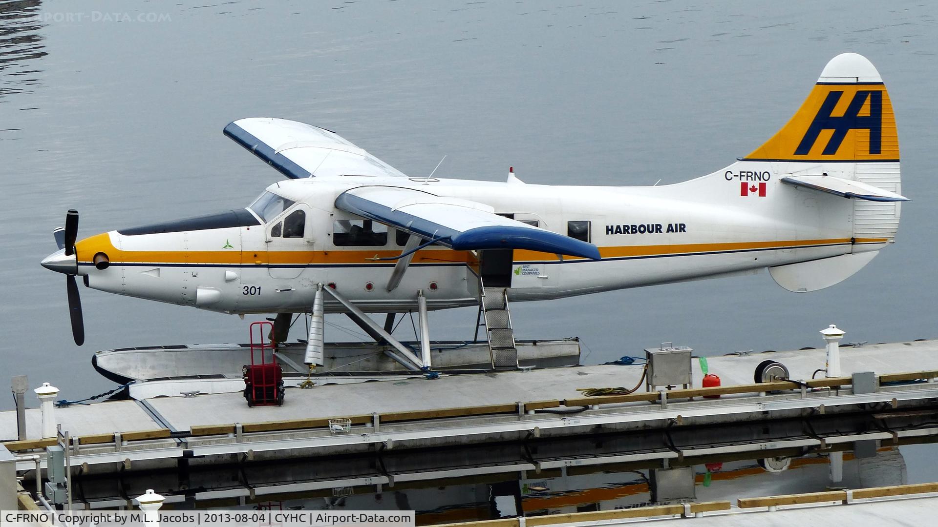 C-FRNO, 1953 De Havilland Canada DHC-3 Turbo Otter C/N 21, Harbour Air #301 at Coal Harbour terminal ready for the next flight.