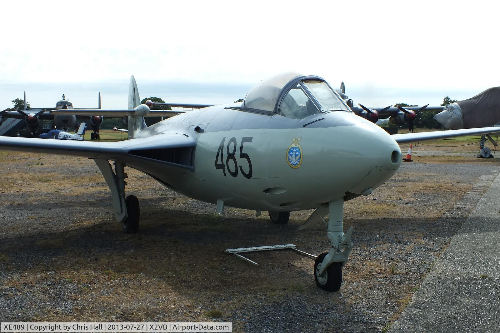 XE489, 1955 Hawker Sea Hawk FGA.6 C/N 6385, displayed at the Gatwick Aviation Museum