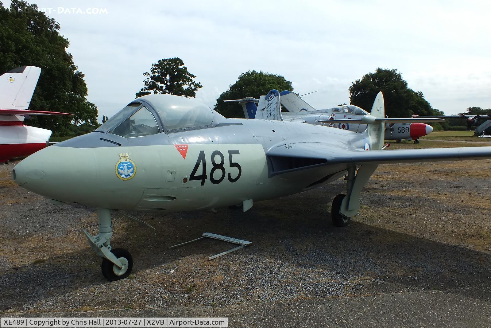 XE489, 1955 Hawker Sea Hawk FGA.6 C/N 6385, displayed at the Gatwick Aviation Museum