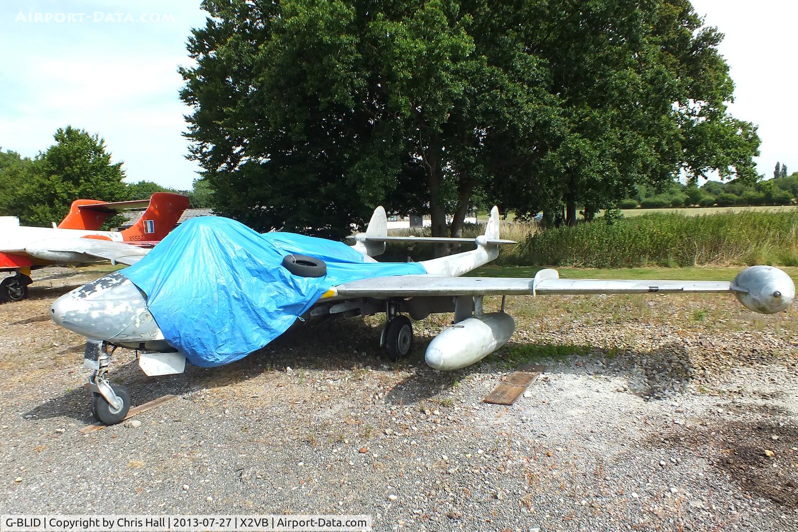G-BLID, 1952 De Havilland (F+W Emmen) DH-112 Venom FB.50 C/N 815, displayed at the Gatwick Aviation Museum