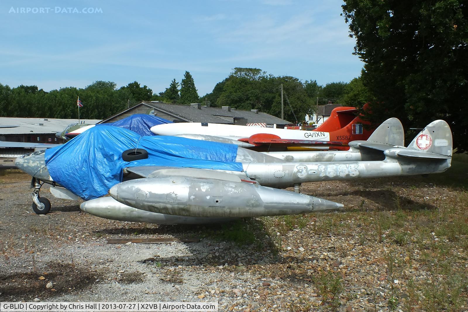 G-BLID, 1952 De Havilland (F+W Emmen) DH-112 Venom FB.50 C/N 815, displayed at the Gatwick Aviation Museum