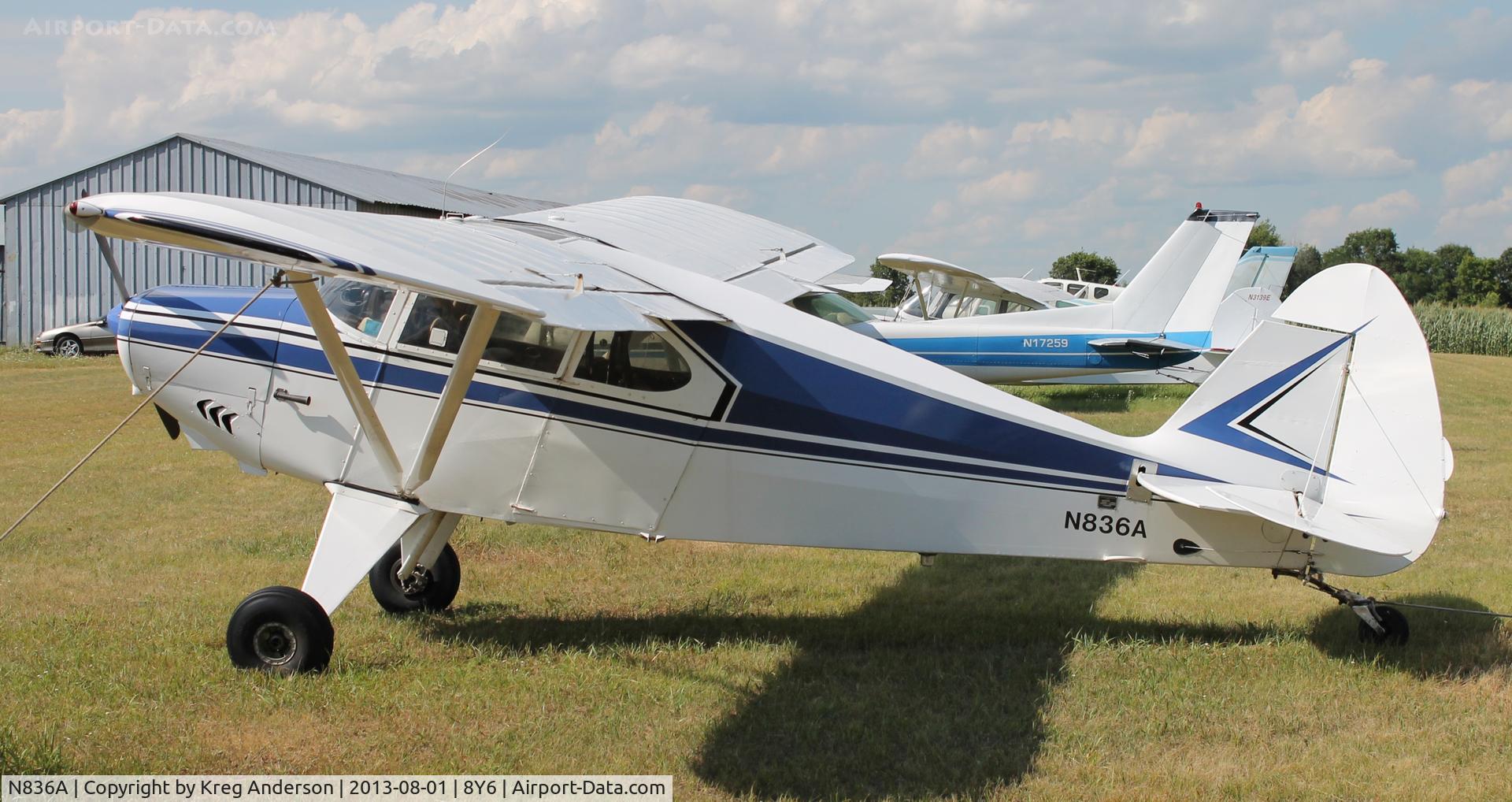 N836A, 1951 Piper PA-22 C/N 22-163, Piper PA-22 Pacer in Clear Lake, MN.