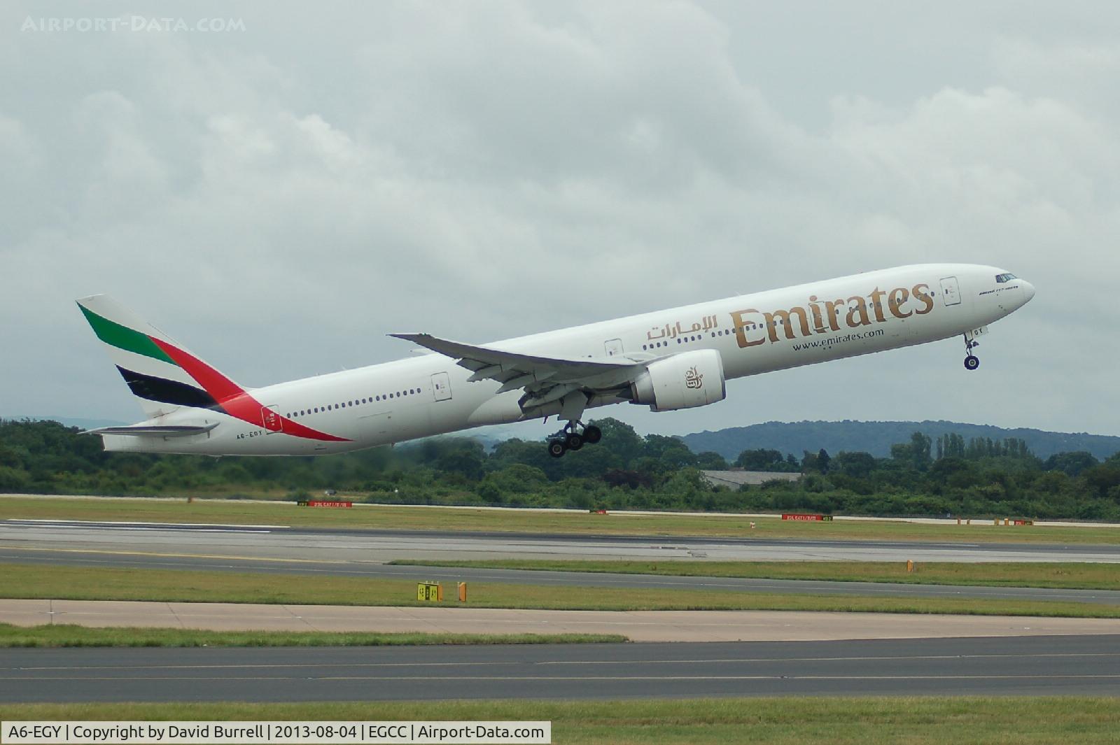 A6-EGY, 2012 Boeing 777-31H/ER C/N 41080, Emirates Boeing 777-31H taking off from Manchester Airport.