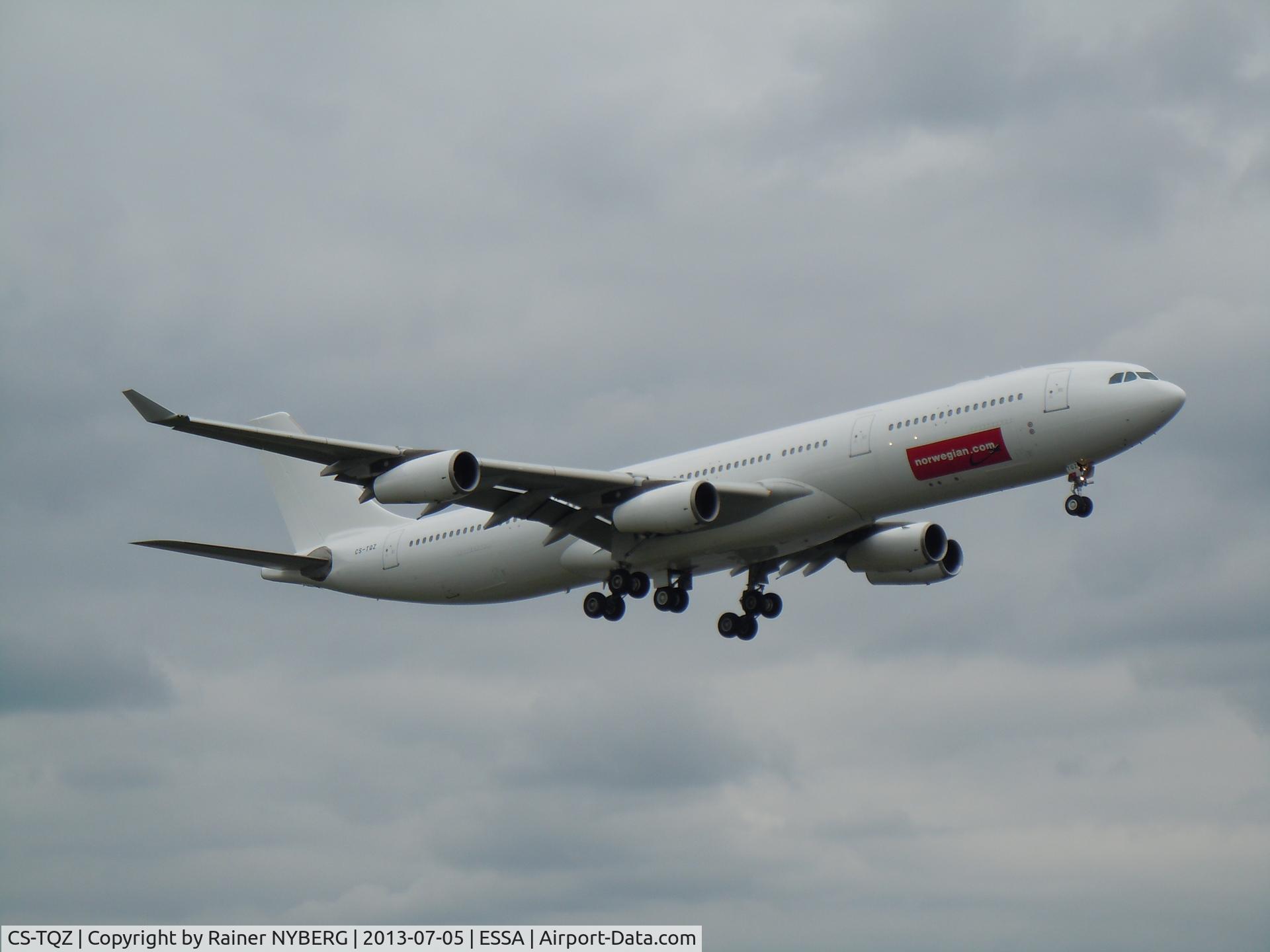 CS-TQZ, 1997 Airbus A340-313X C/N 202, CS-TQZ operating for Norwegian in place of delayed Dreamliner.