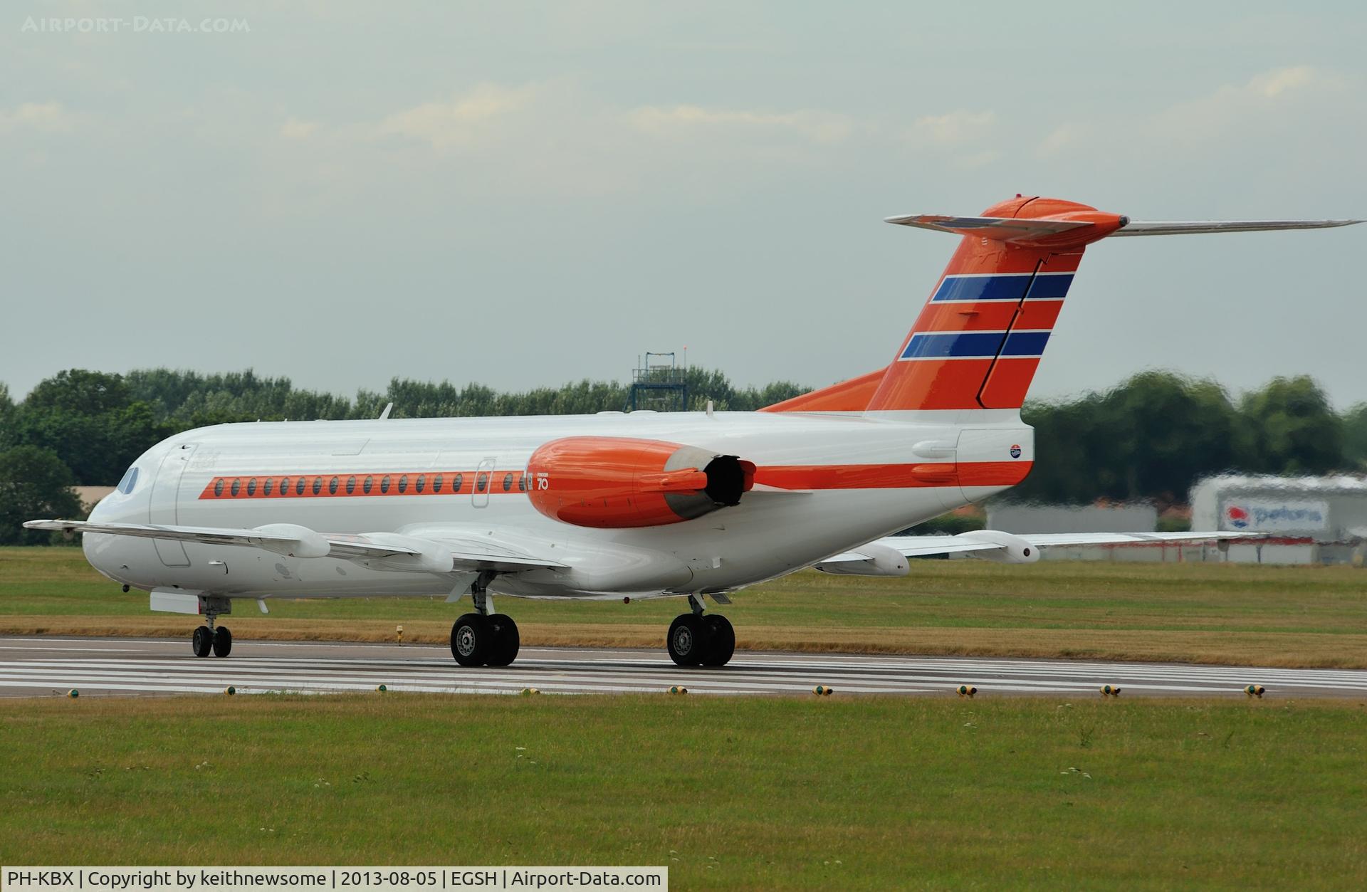 PH-KBX, 1996 Fokker 70 (F-28-0070) C/N 11547, Leaving following maintenance with KLM Engineering.