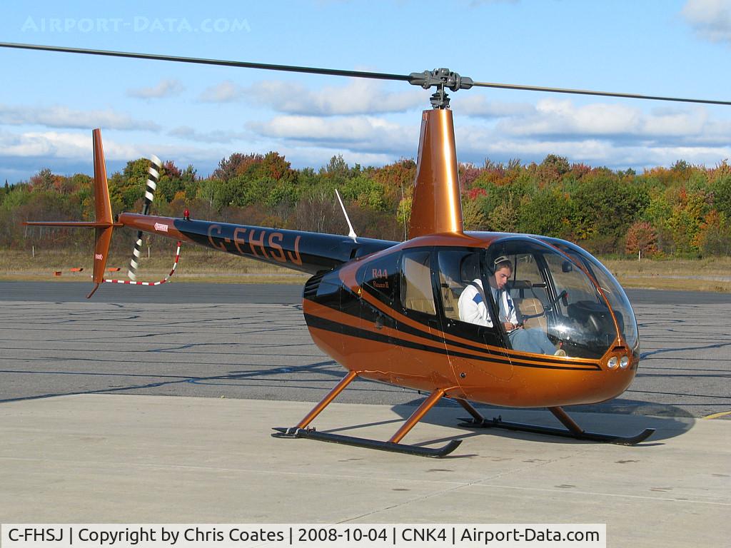 C-FHSJ, 2006 Robinson R44 II C/N 11118, This gorgeous helicopter just landed here at Parry Sound Municipal. It is based farther south at Holland Landing Airport (CLA4). Its pilot was quite friendly too.