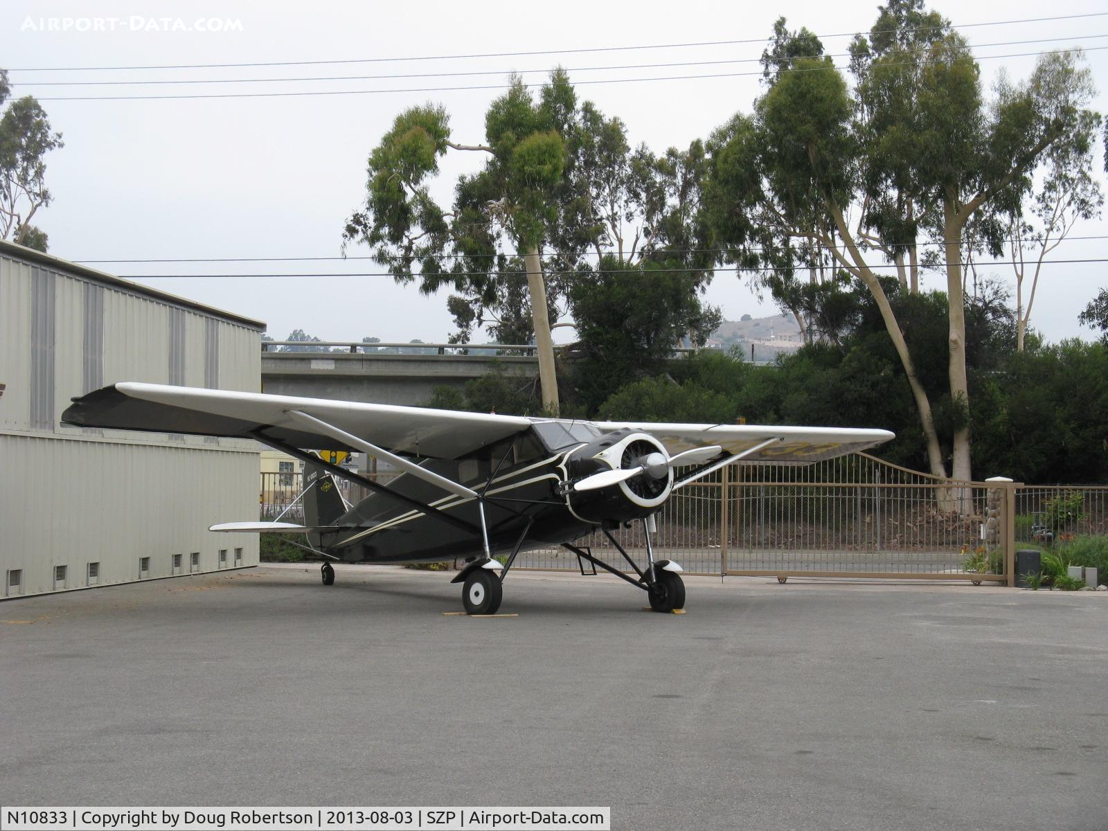 N10833, 1931 Stinson JR. S C/N 8027, 1931 Stinson JUNIOR S, Lycoming R680E 9 cylinder 215 Hp radial, on Aviation Museum of Santa Paula ramp
