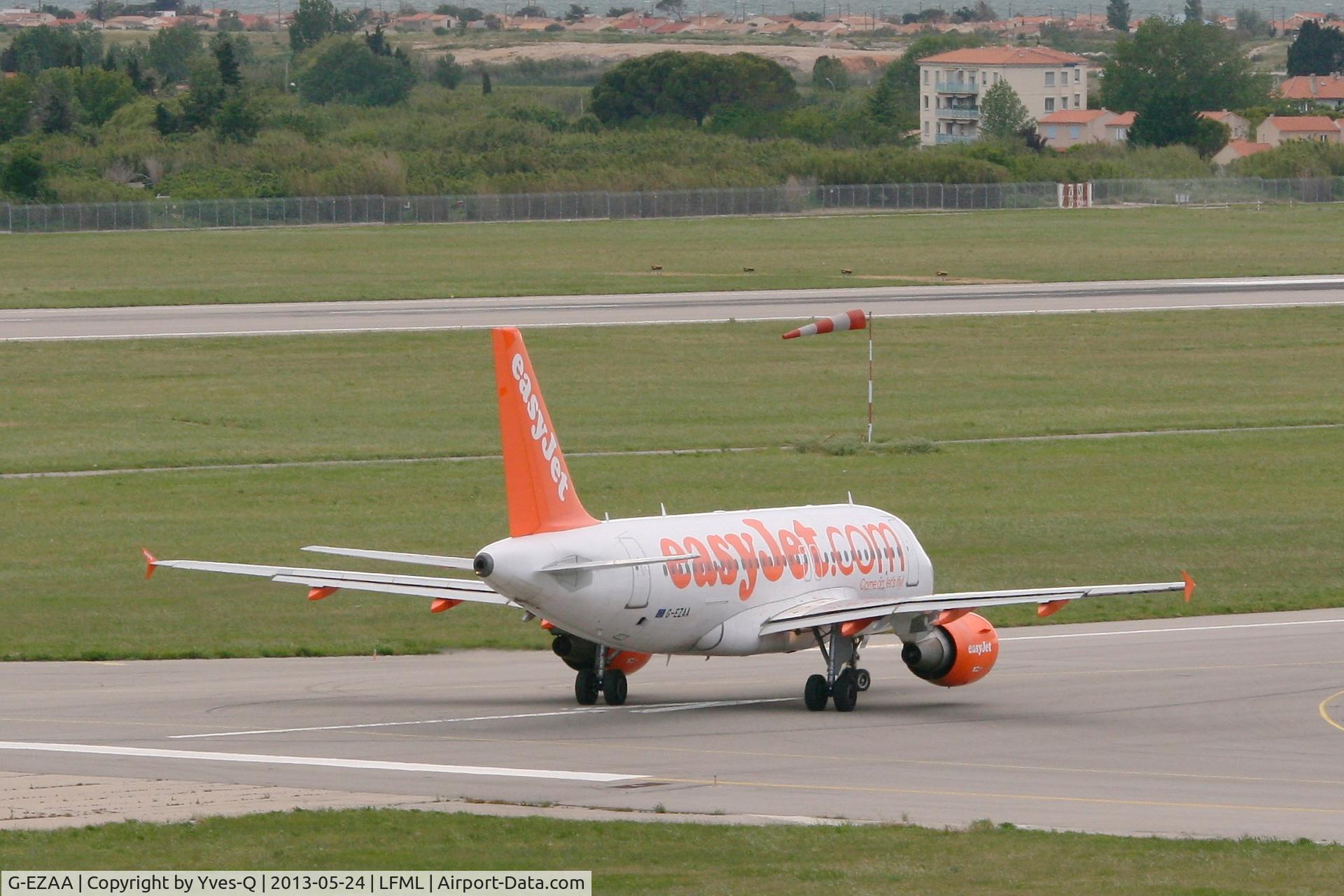 G-EZAA, 2006 Airbus A319-111 C/N 2677, Airbus A319-111, Holding point rwy 31R, Marseille-Marignane Airport (LFML-MRS)