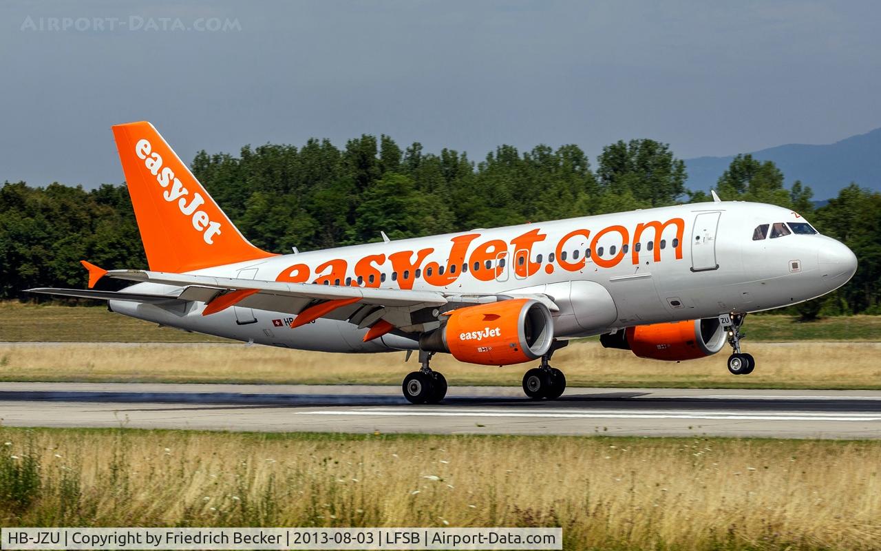 HB-JZU, 2005 Airbus A319-111 C/N 2402, decelerating after touchdown