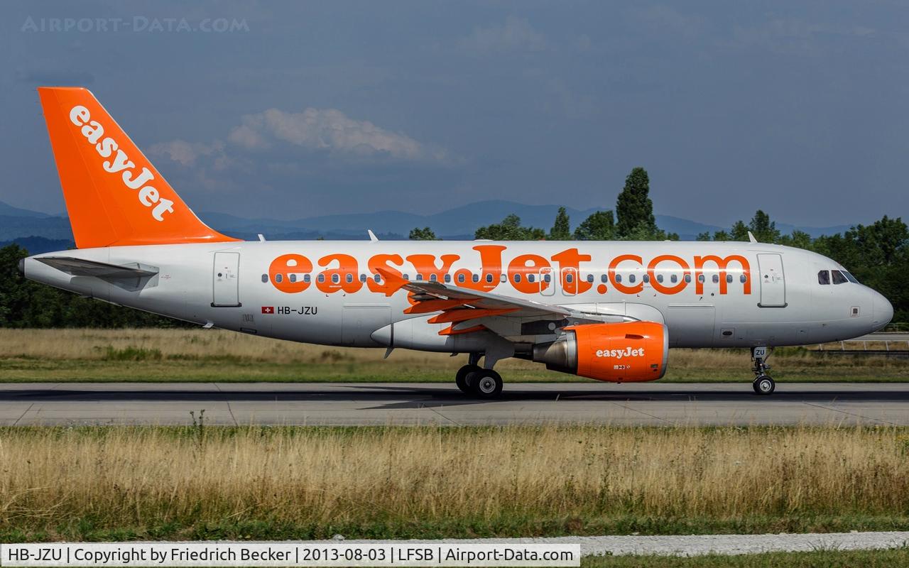 HB-JZU, 2005 Airbus A319-111 C/N 2402, departure from Basel