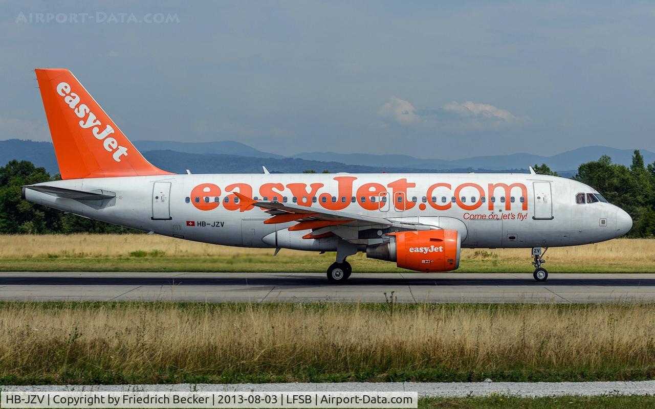 HB-JZV, 2006 Airbus A319-111 C/N 2709, departure from Basel