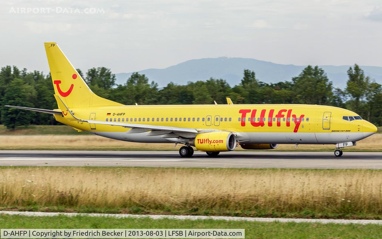 D-AHFP, 2000 Boeing 737-8K5 C/N 27988, departure from Basel