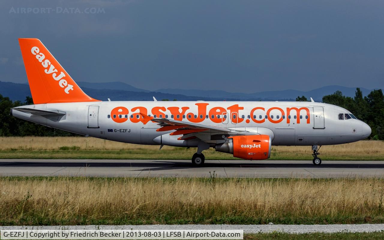 G-EZFJ, 2009 Airbus A319-111 C/N 4040, departure from Basel