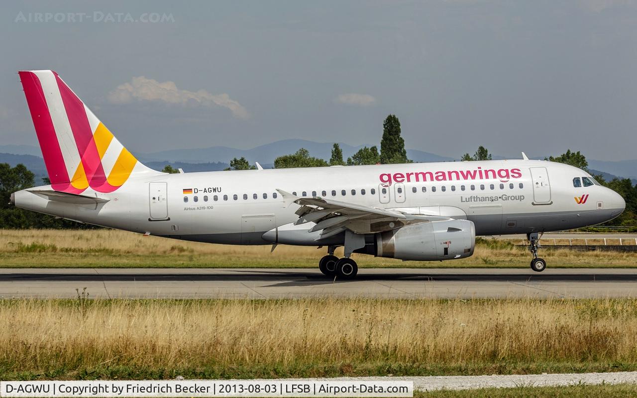 D-AGWU, 2013 Airbus A319-132 C/N 5457, decelerating after touchdown