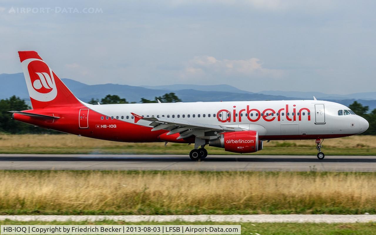 HB-IOQ, 2008 Airbus A320-214 C/N 3422, departure from Basel