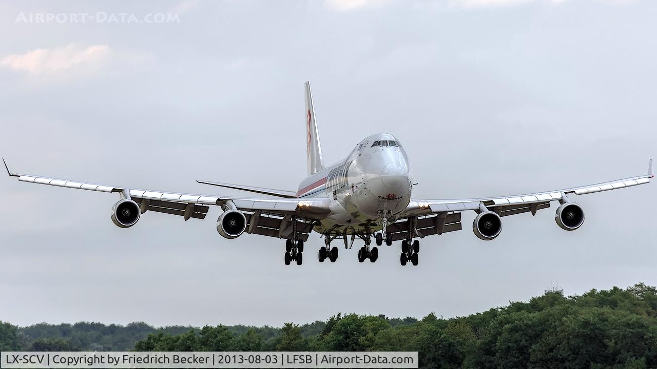 LX-SCV, 2001 Boeing 747-4R7F/SCD C/N 29733, short final at Basel