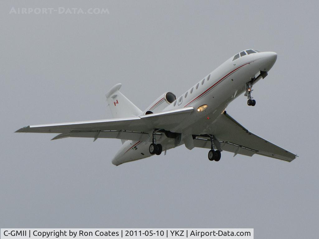 C-GMII, 2004 Dassault Falcon 50EX C/N 335, This sleek looking 2004 Falcon 50 lifts off runway 15 at Buttonville Airport (YKZ)