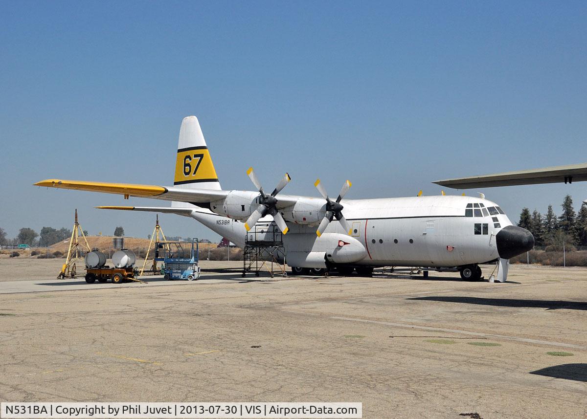N531BA, 1956 Lockheed C-130A Hercules C/N 182-3139, Parked at Visalia Muni Airport, Visalia, CA.