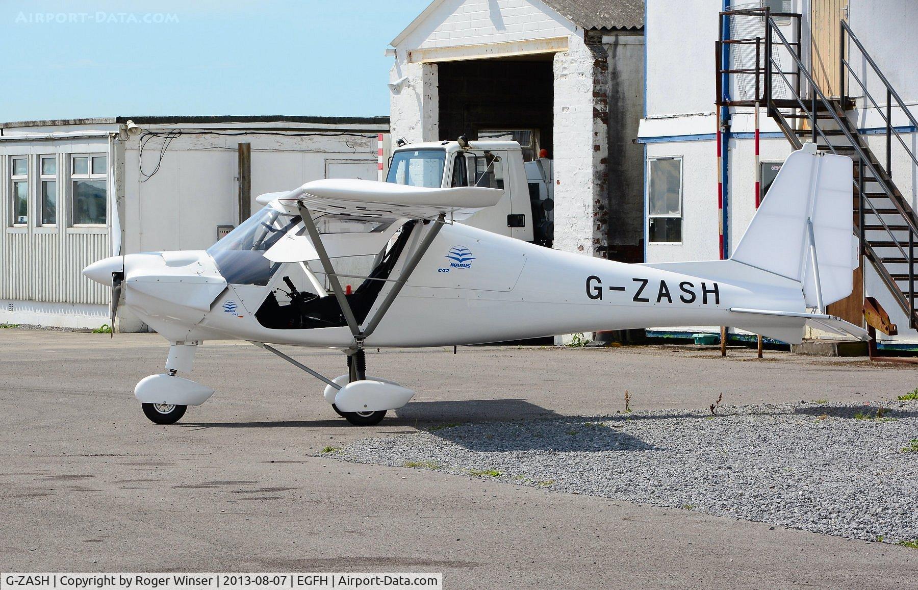 G-ZASH, 2013 Comco Ikarus C42 FB80 C/N 1304-7257, Newly arrived resident microlight. Red-Air UK Ikarus C42 operated by Gower Flight Centre at Swansea Airport.