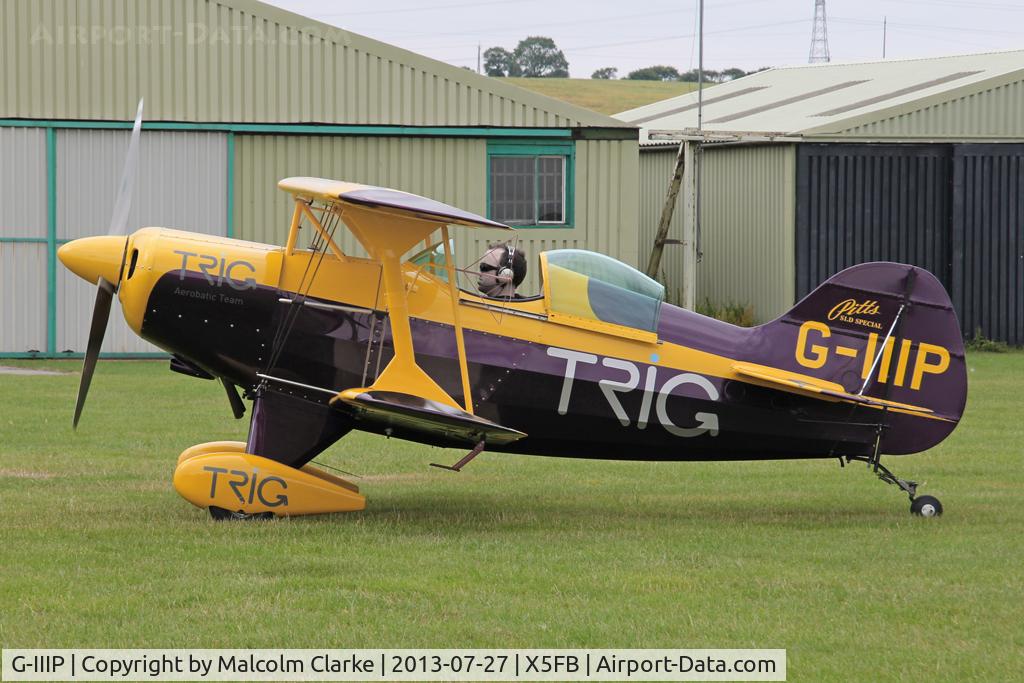 G-IIIP, 1984 Pitts S-1D Special C/N PFA 009-10195, Pitts S-1D. One of the two Pitts Specials of the Trig Aerobatic Team during a stopover at Fishburn Airfield, July 2013.