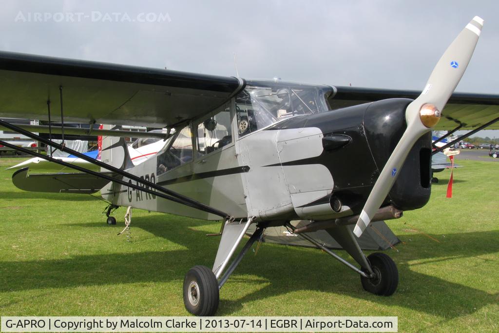 G-APRO, 1952 Auster 6A Tugmaster C/N WJ370, Auster 6A Tugmaster at The Real Aeroplane Company's Wings & Wheels Fly-In, Breighton Airfield, July 2013.