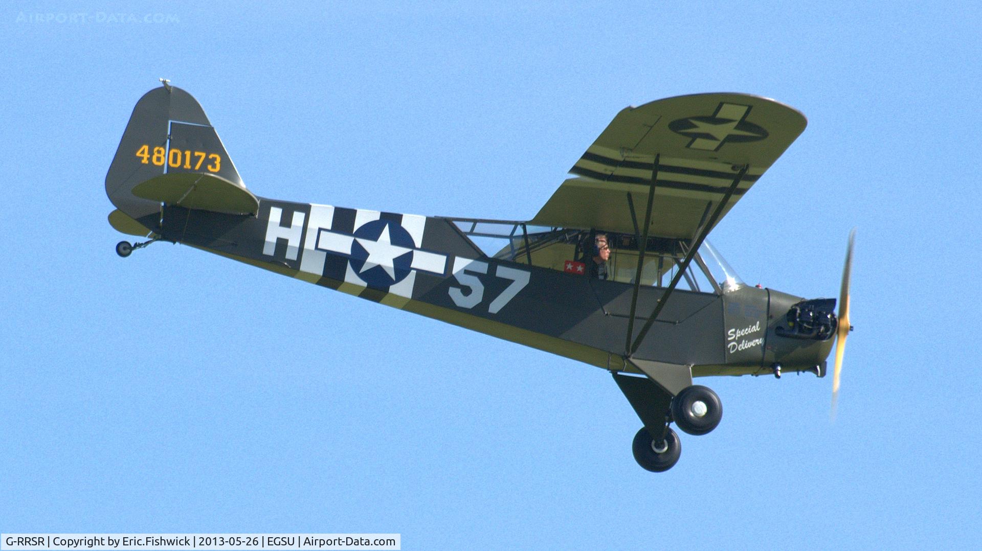 G-RRSR, 1944 Piper L-4J Grasshopper (J3C-65D) C/N 12905, 42. 480173 at the IWM Spring Airshow, May 2013.