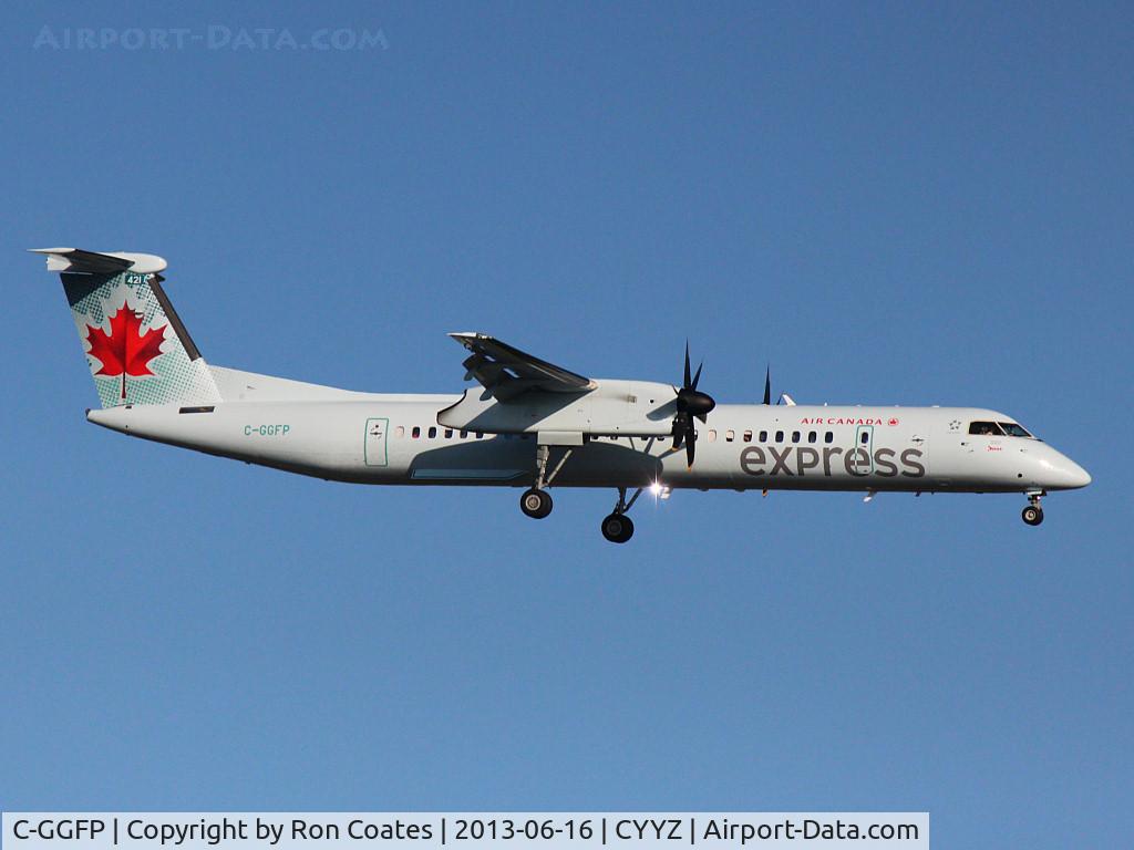 C-GGFP, 2012 Bombardier DHC-8-402 Dash 8 C/N 4437, This Air Canada 2012 Dash 8 - 402 is landing in the late afternoon on runway 24R at Toronto Int'l Airport (YYZ)